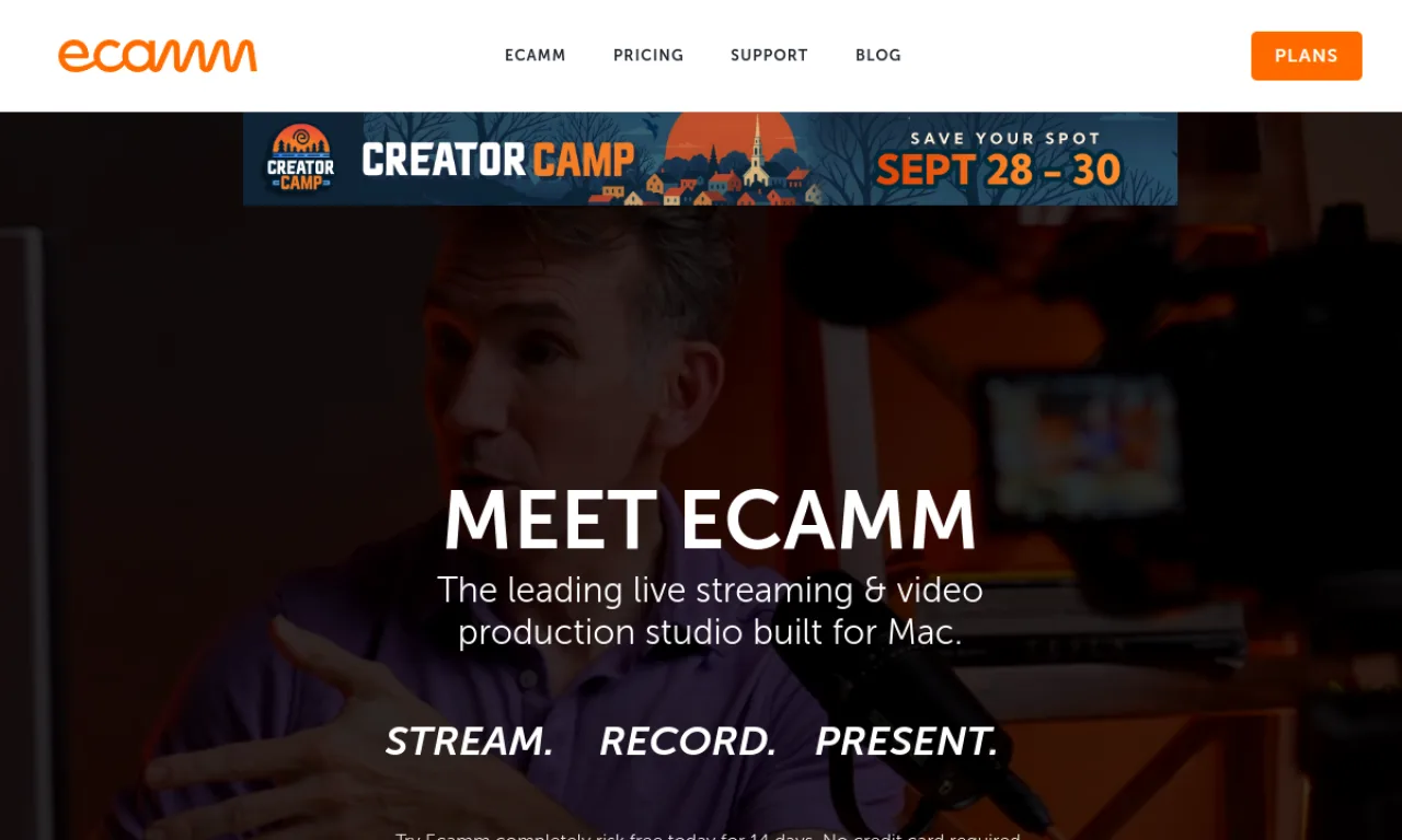 Screenshot of OBS / Ecamm website