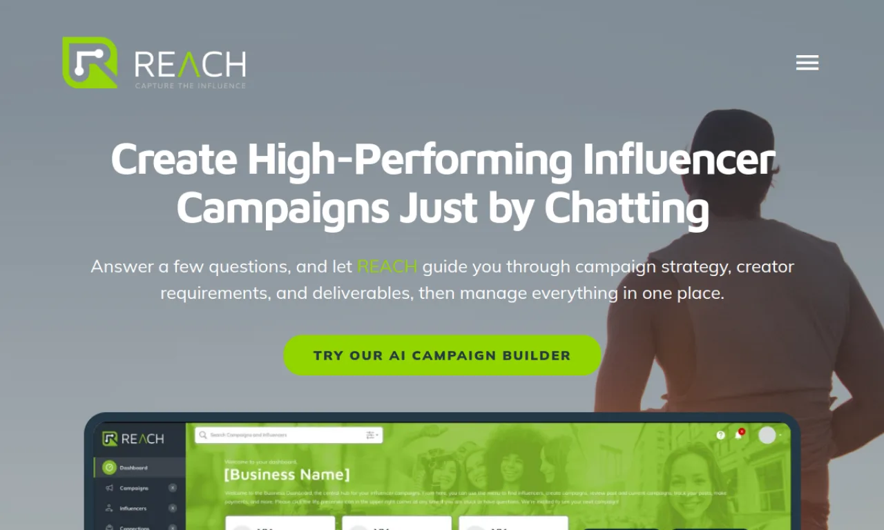 Screenshot of Reachinfluencers website