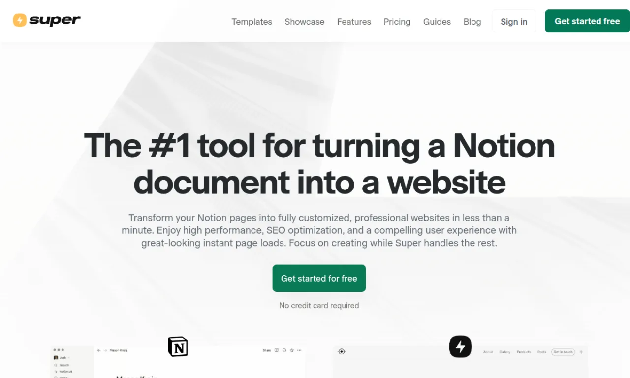 Screenshot of Super.so website