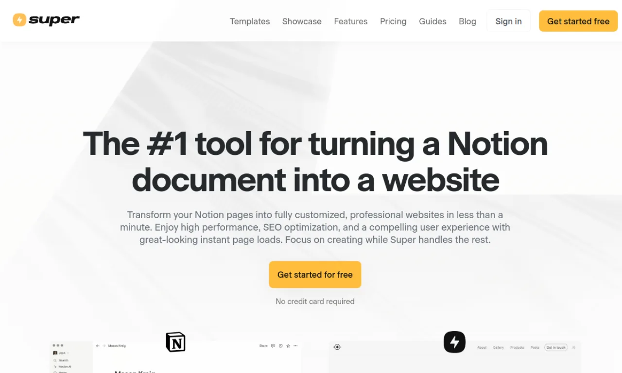 Screenshot of Super.so website