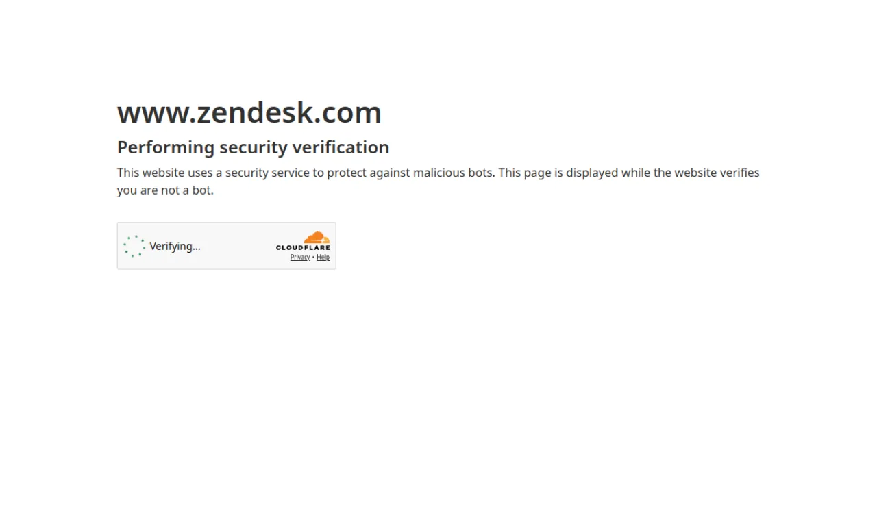 Screenshot of Zendesk (CS use) website