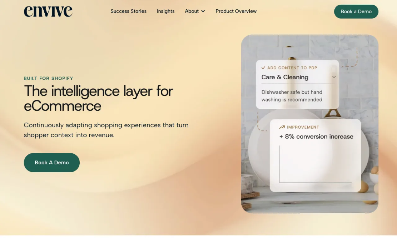 Screenshot of Envive website