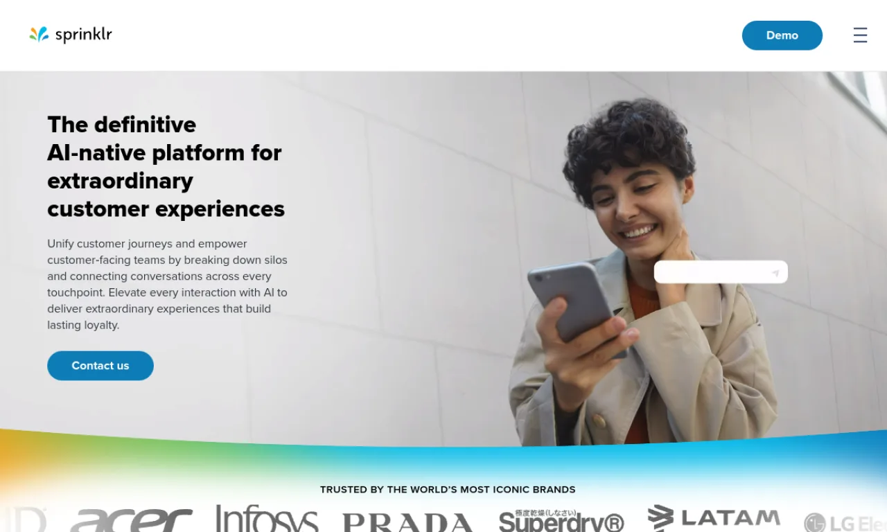Screenshot of Sprinklr Service website