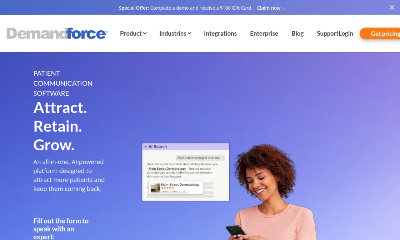 Screenshot of Demandforce website
