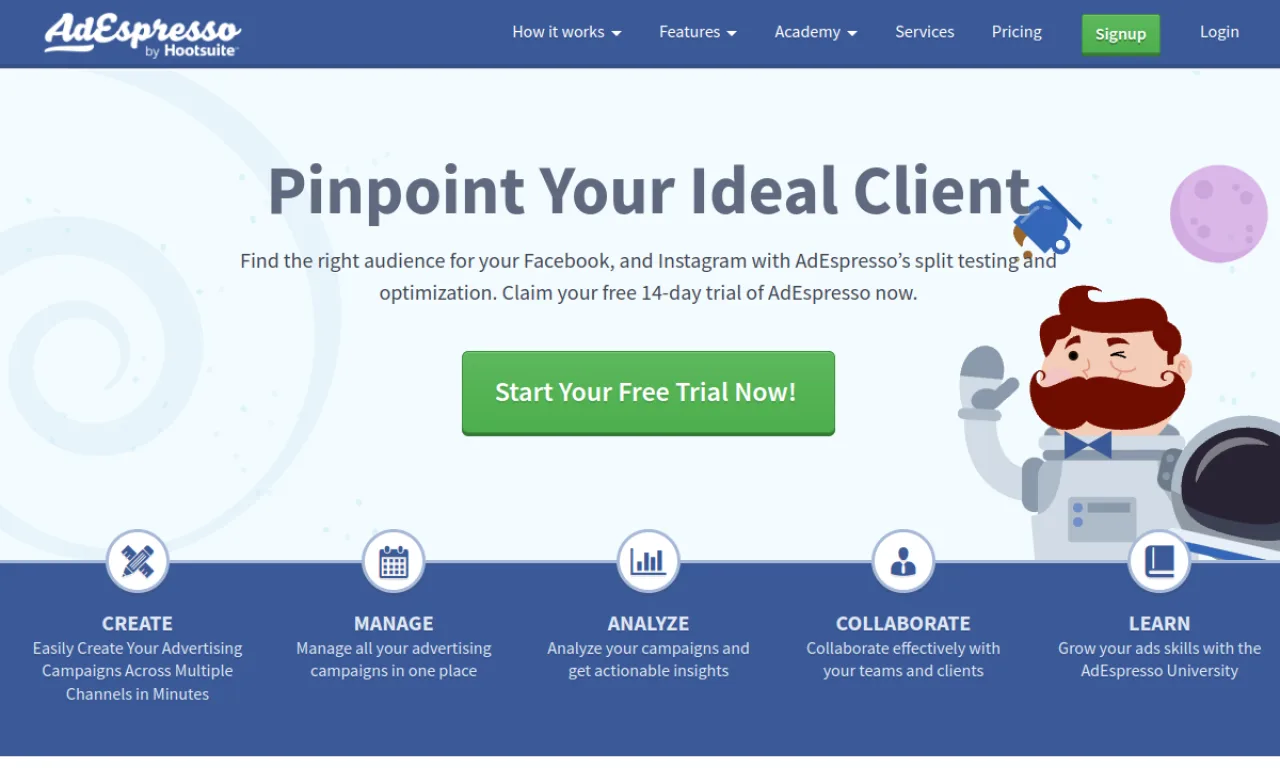 Screenshot of AdEspresso (Hootsuite) website