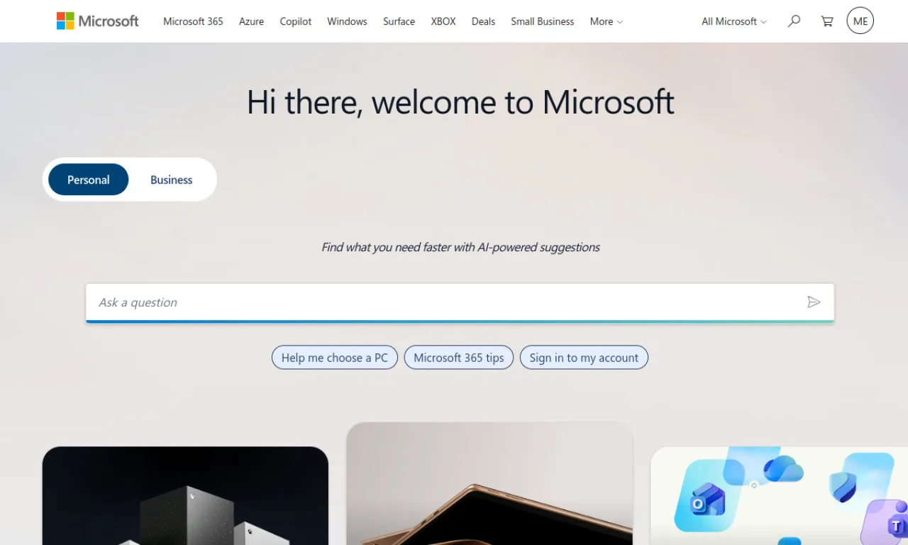 Screenshot of Microsoft Teams website