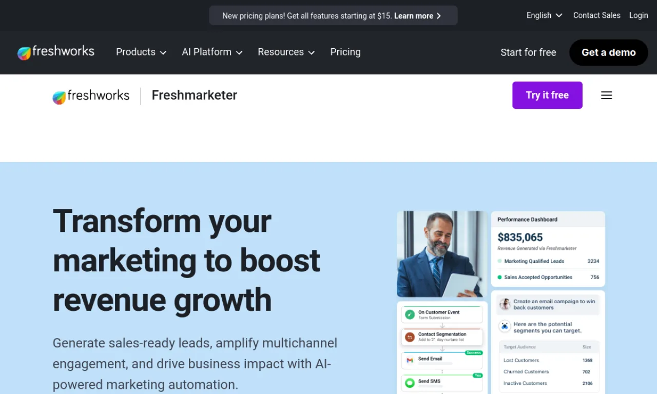 Screenshot of Freshmarketer website