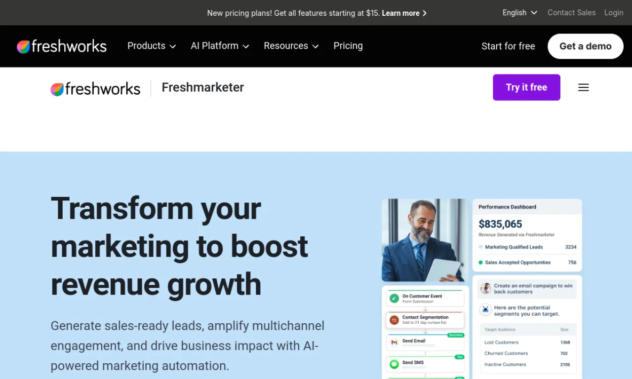 Screenshot of Freshmarketer website