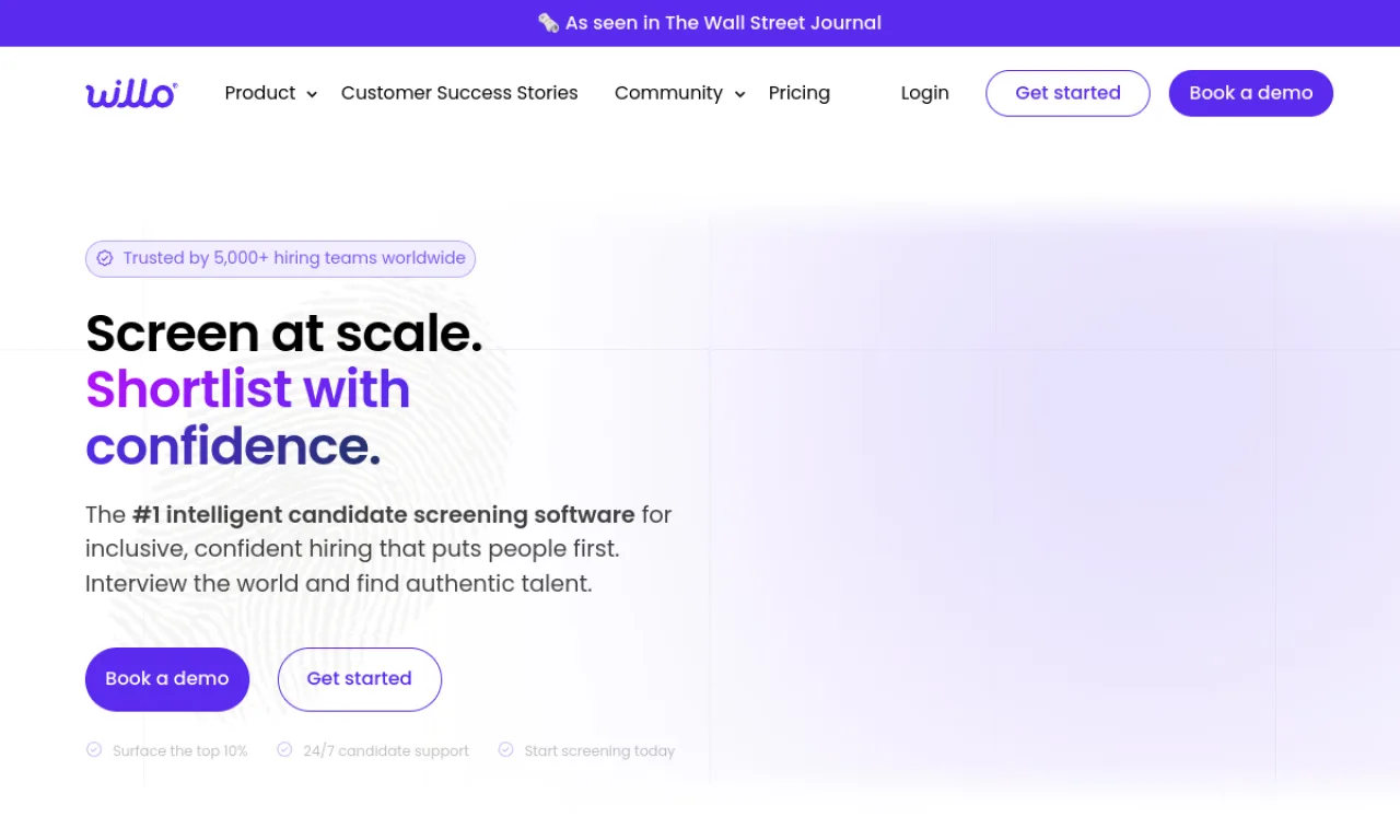 Screenshot of Willo website