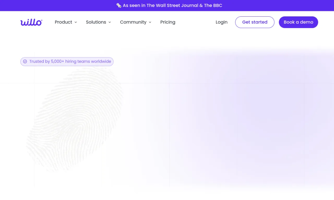 Screenshot of Willo website