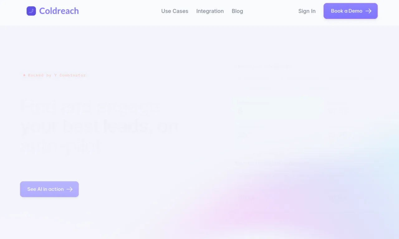 Screenshot of Trumpet / Coldreach website
