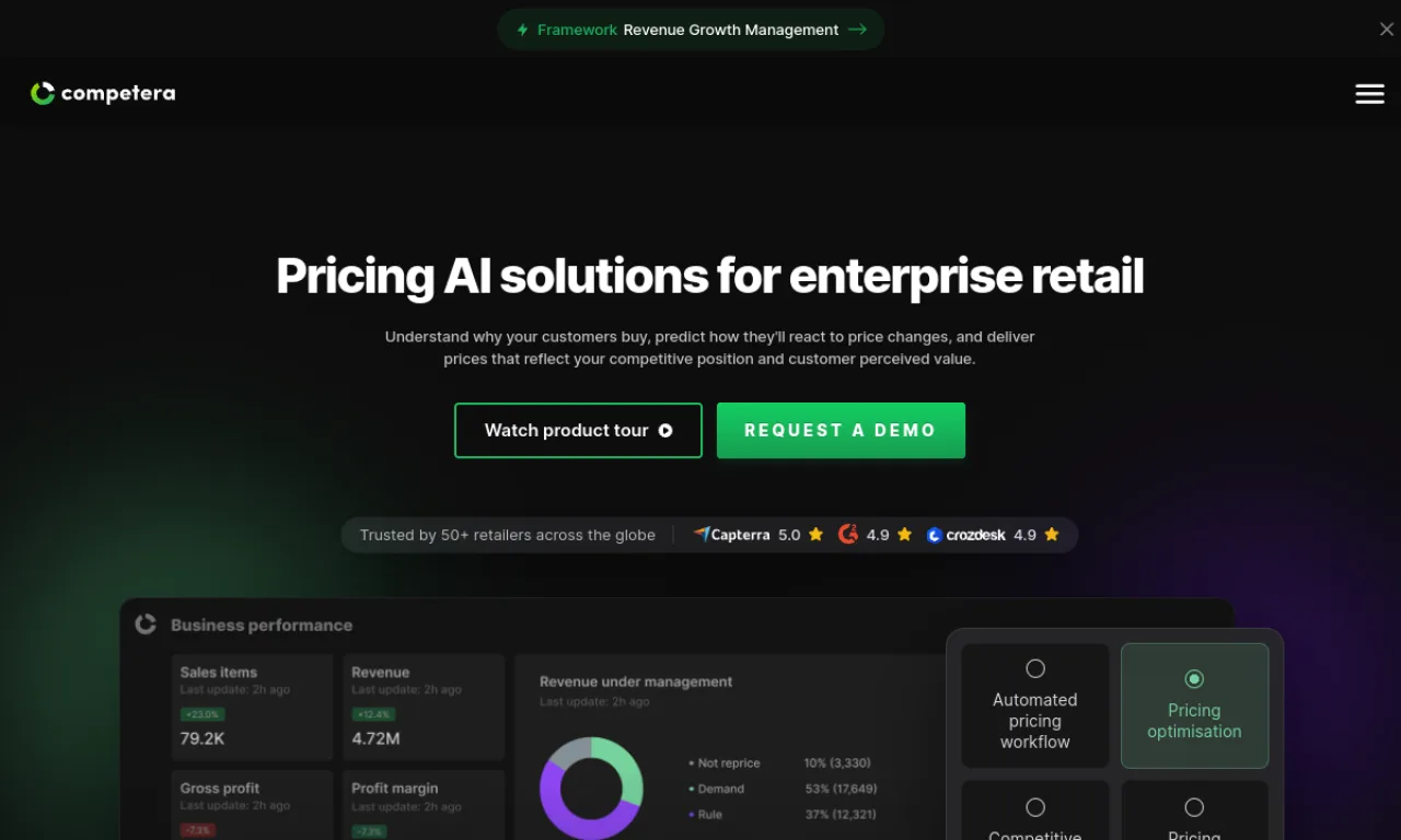 Screenshot of Competera website