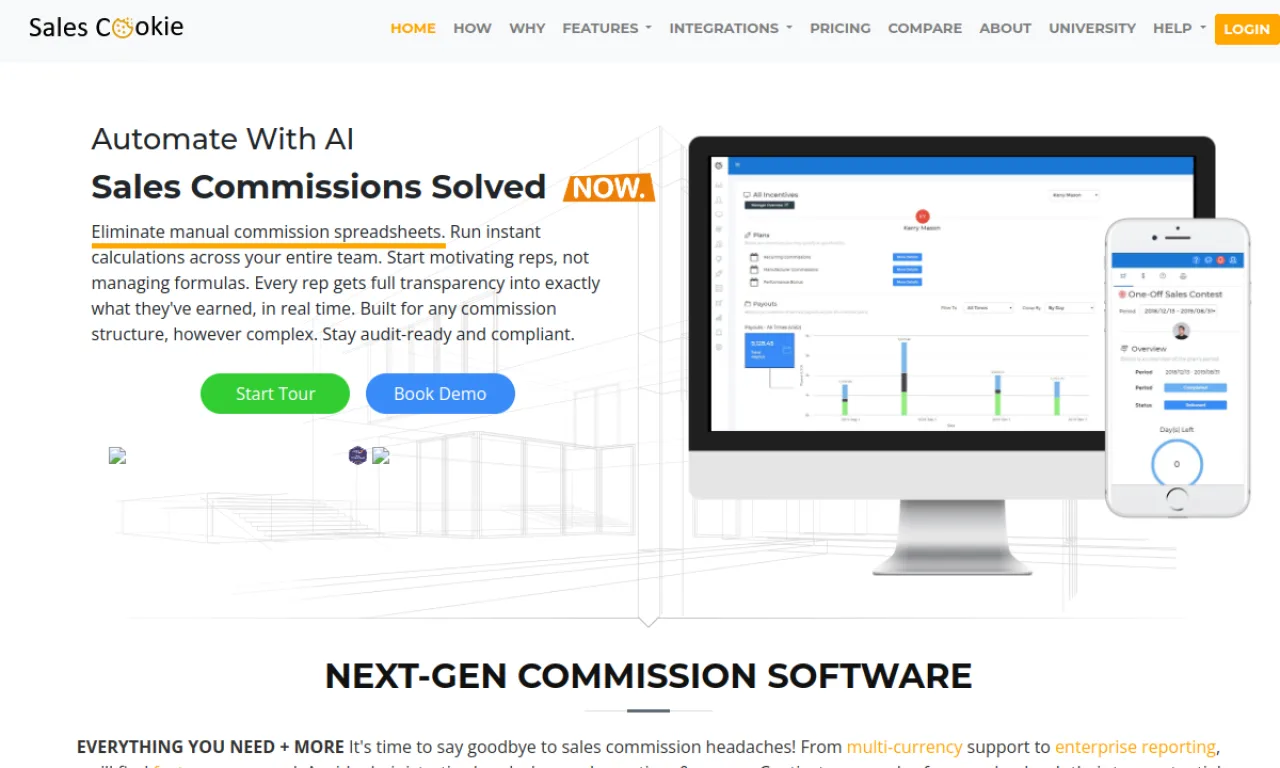 Screenshot of Sales Cookie website