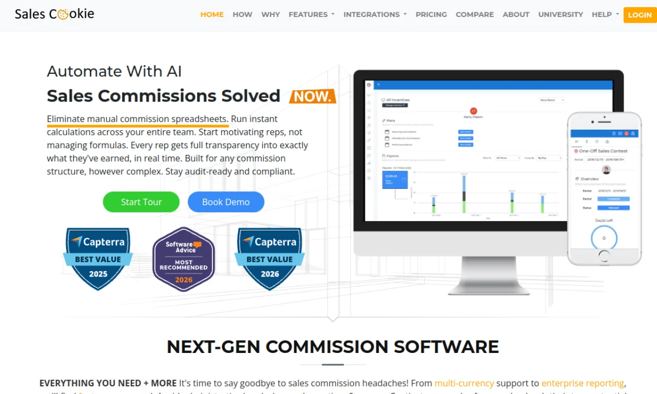 Screenshot of Sales Cookie website
