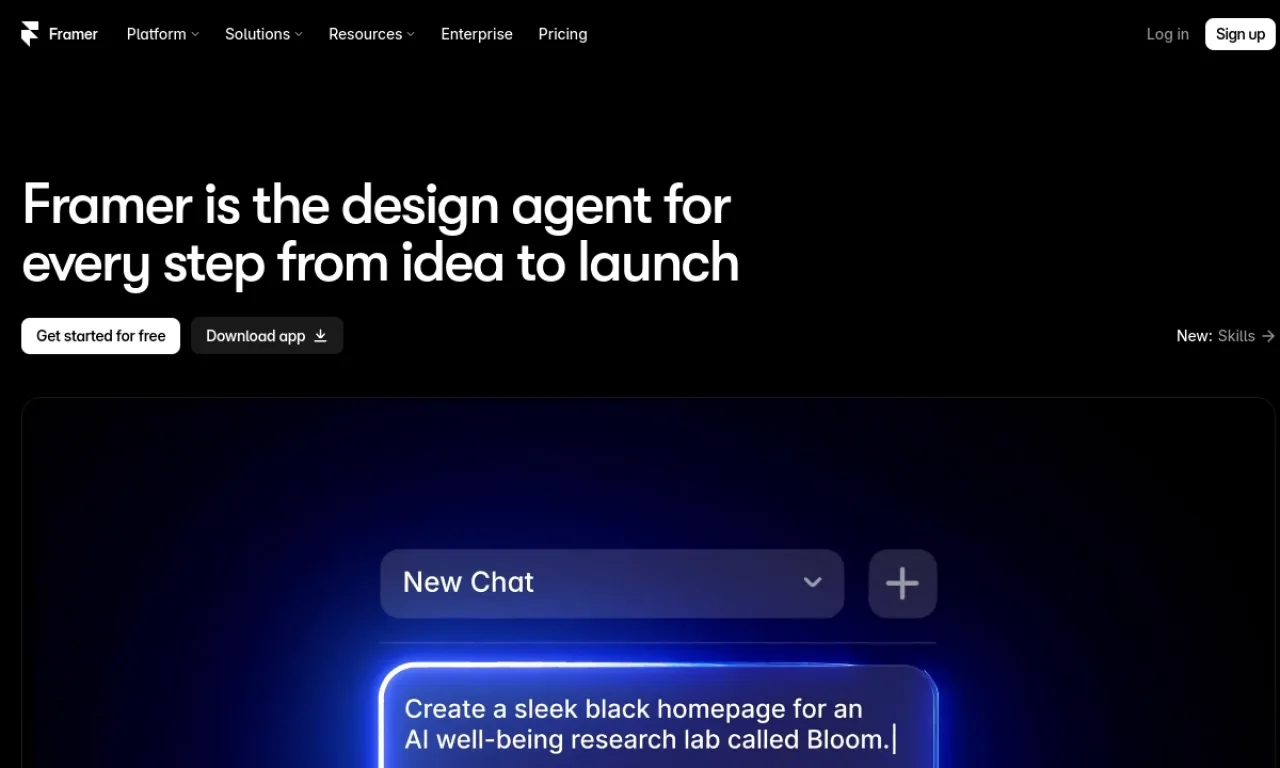 Screenshot of Framer Sites website
