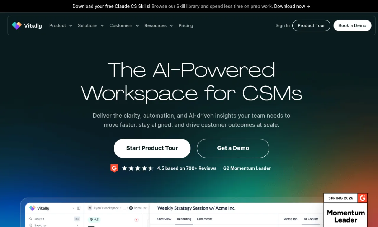 Screenshot of Catalyst Health / Vitally website