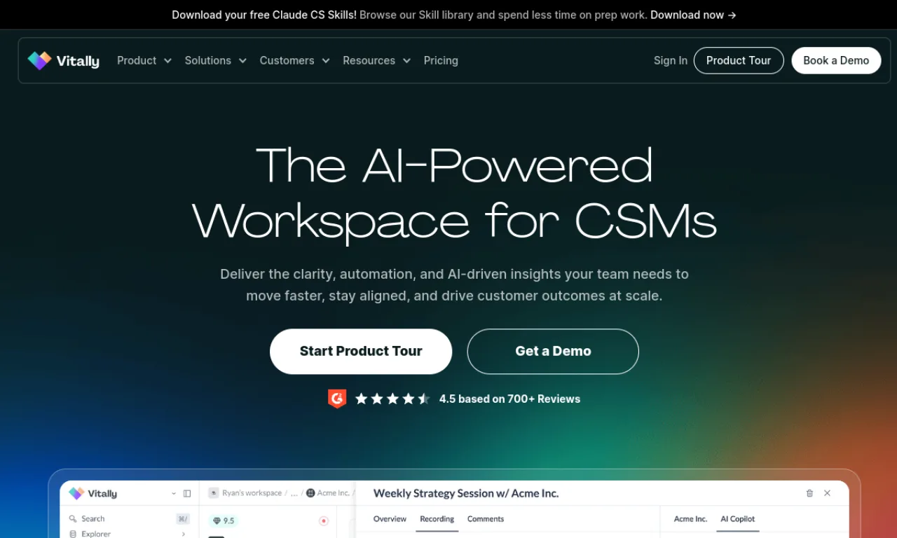 Screenshot of Catalyst Health / Vitally website