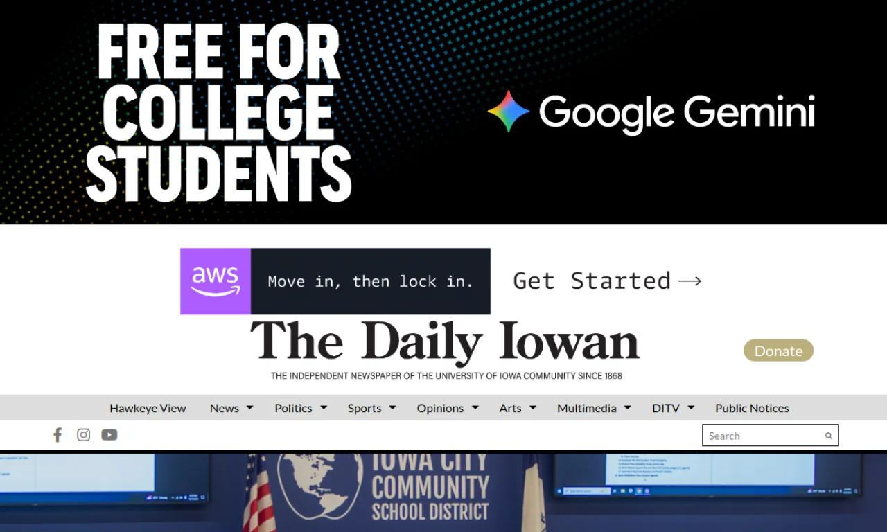 Screenshot of Dailyiowan website