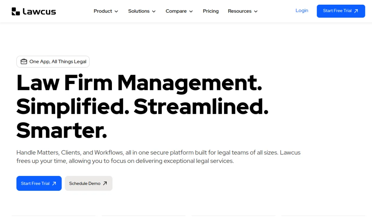 Screenshot of Lawcus website