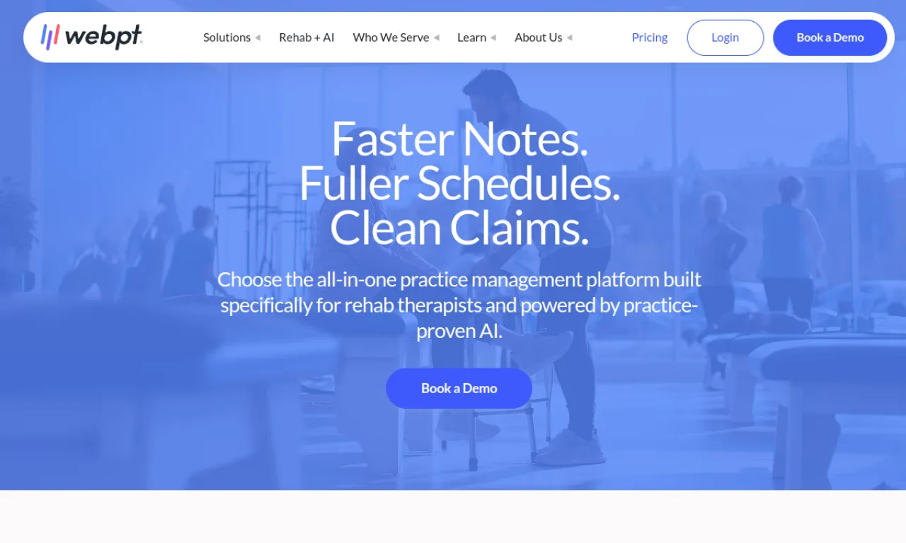 Screenshot of WebPT website