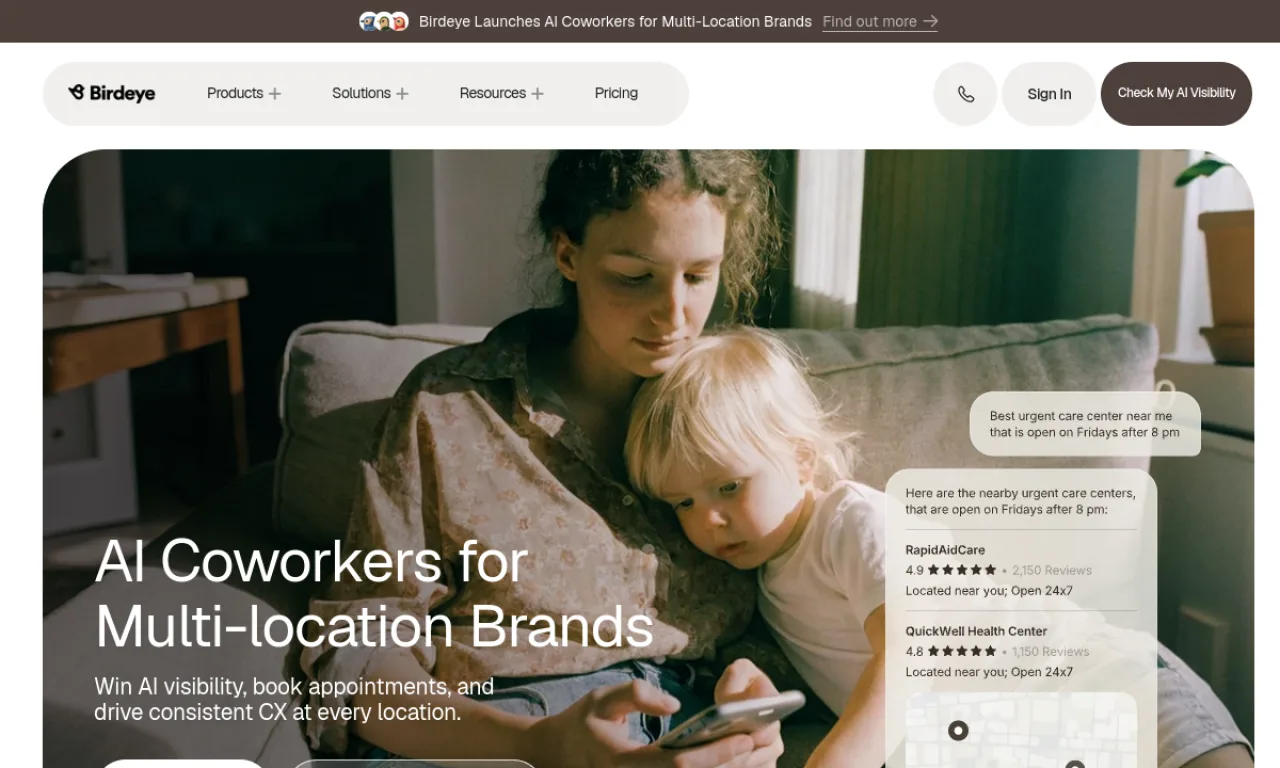 Screenshot of Birdeye (local) website