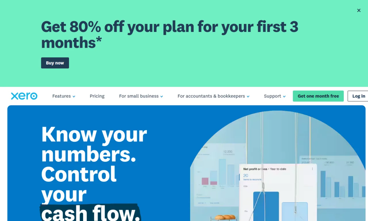 Screenshot of Xero website