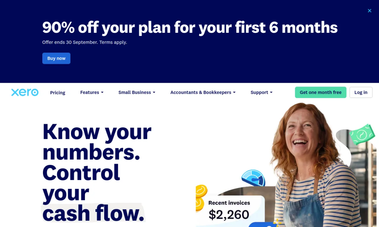 Screenshot of Xero website