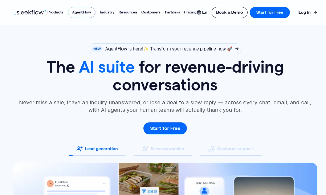 Screenshot of SleekFlow website