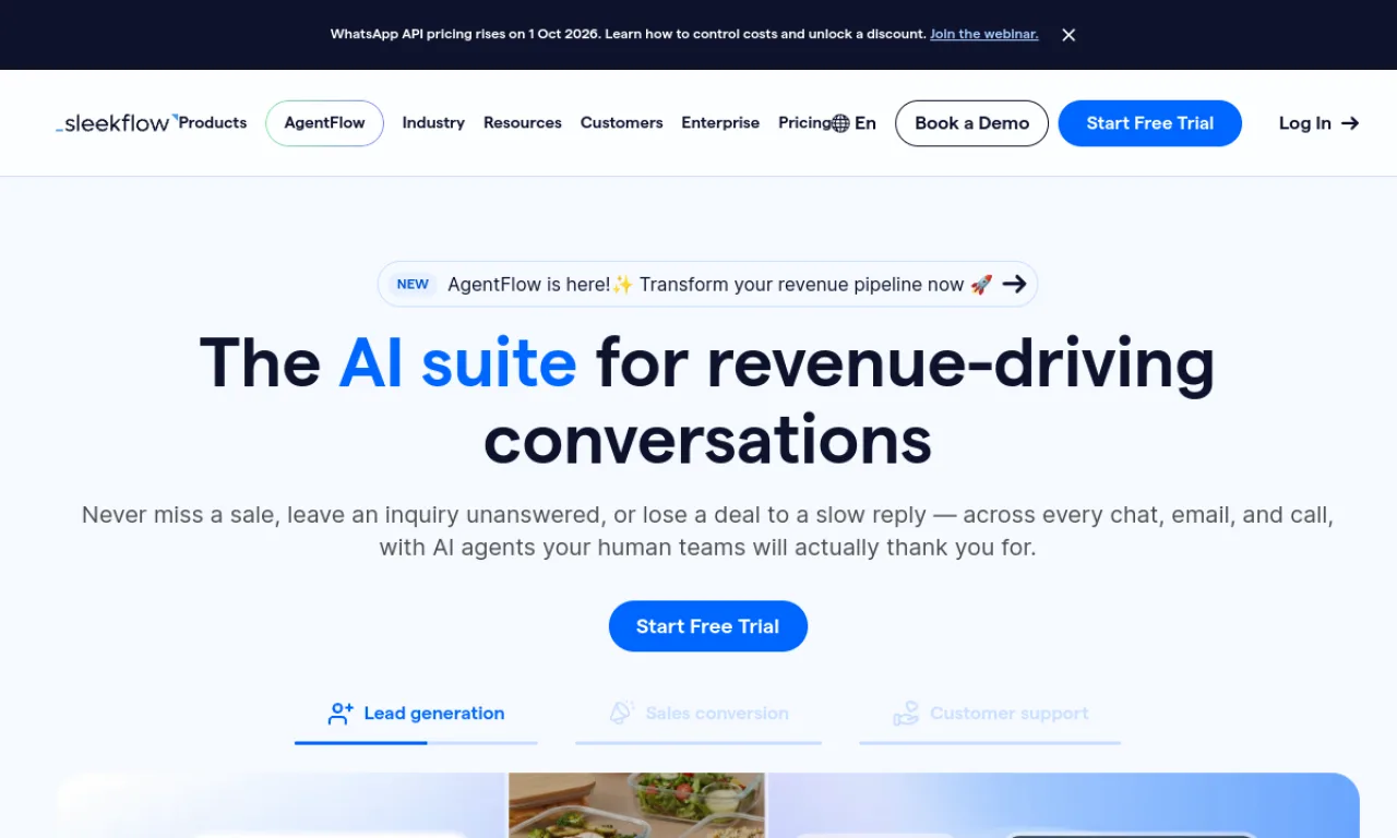 Screenshot of SleekFlow website