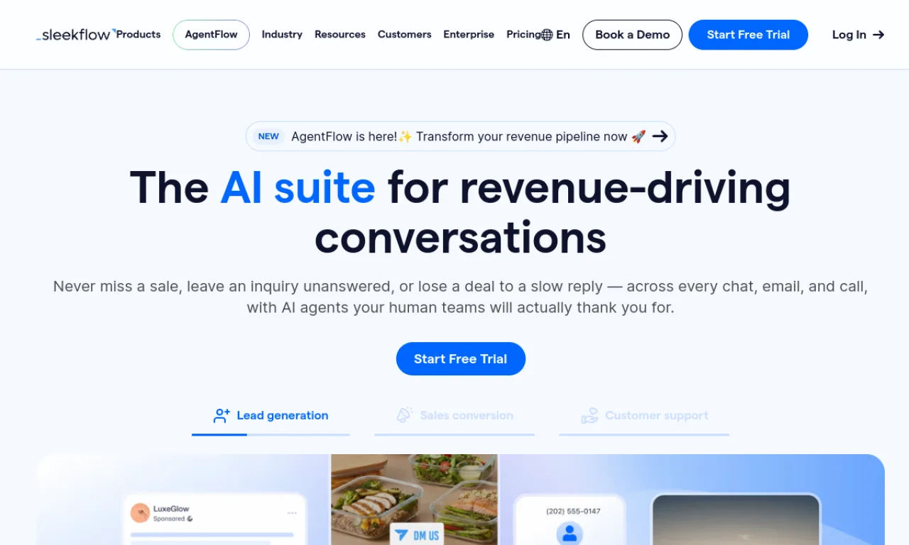 Screenshot of SleekFlow website