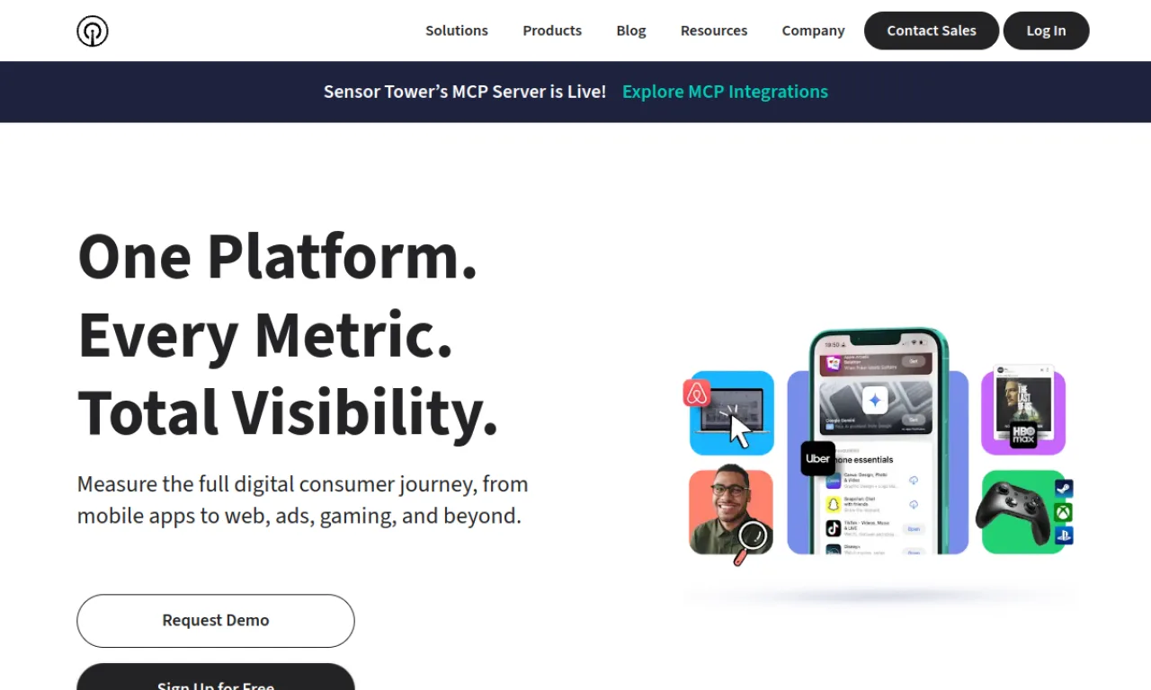 Screenshot of Sensor Tower website