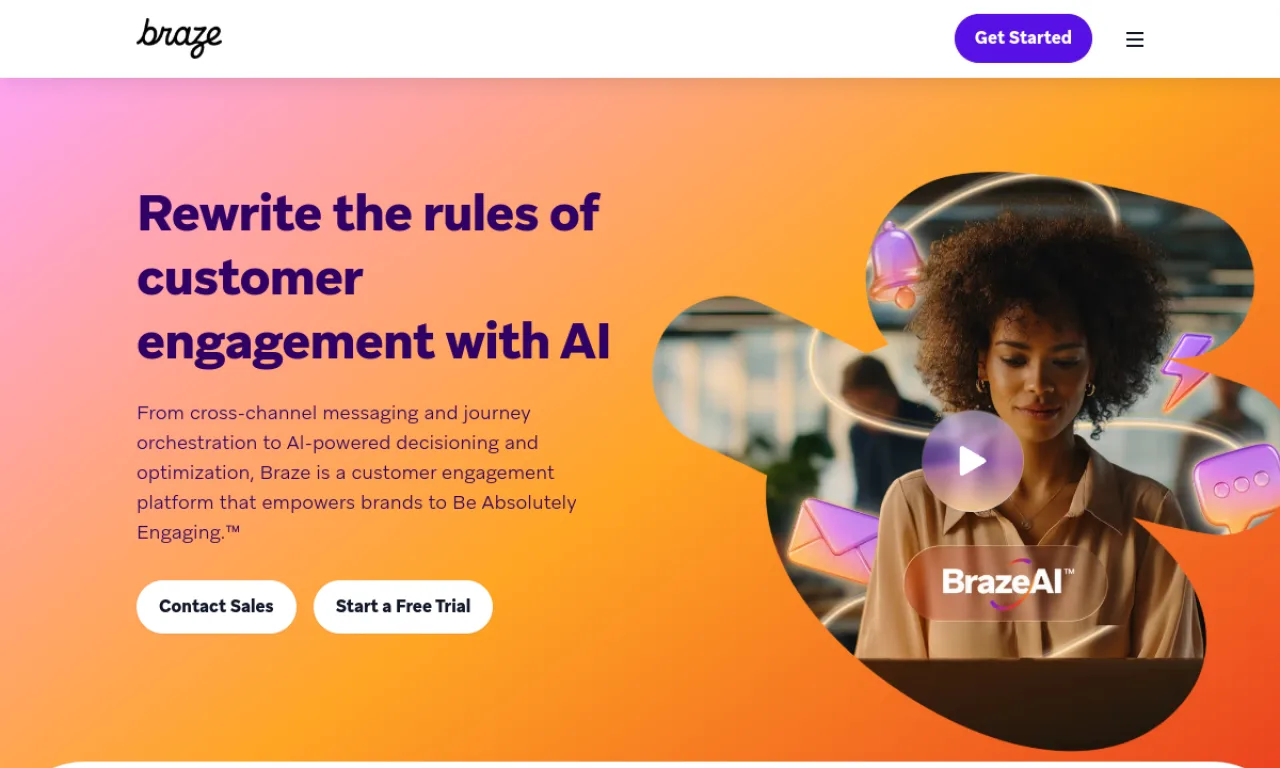 Screenshot of Braze website