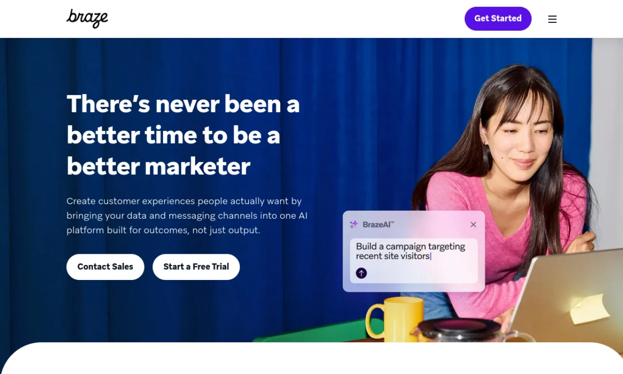 Screenshot of Braze website