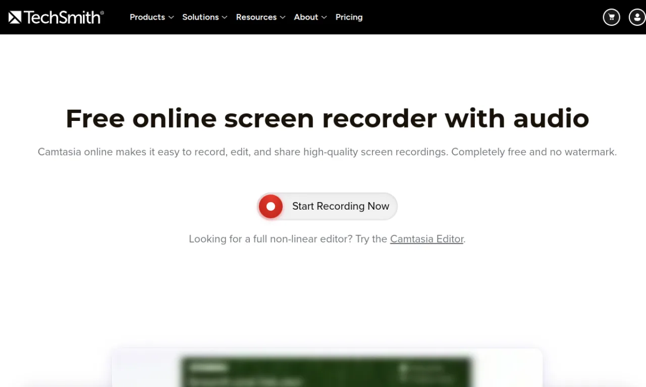 Screenshot of Camtasia website