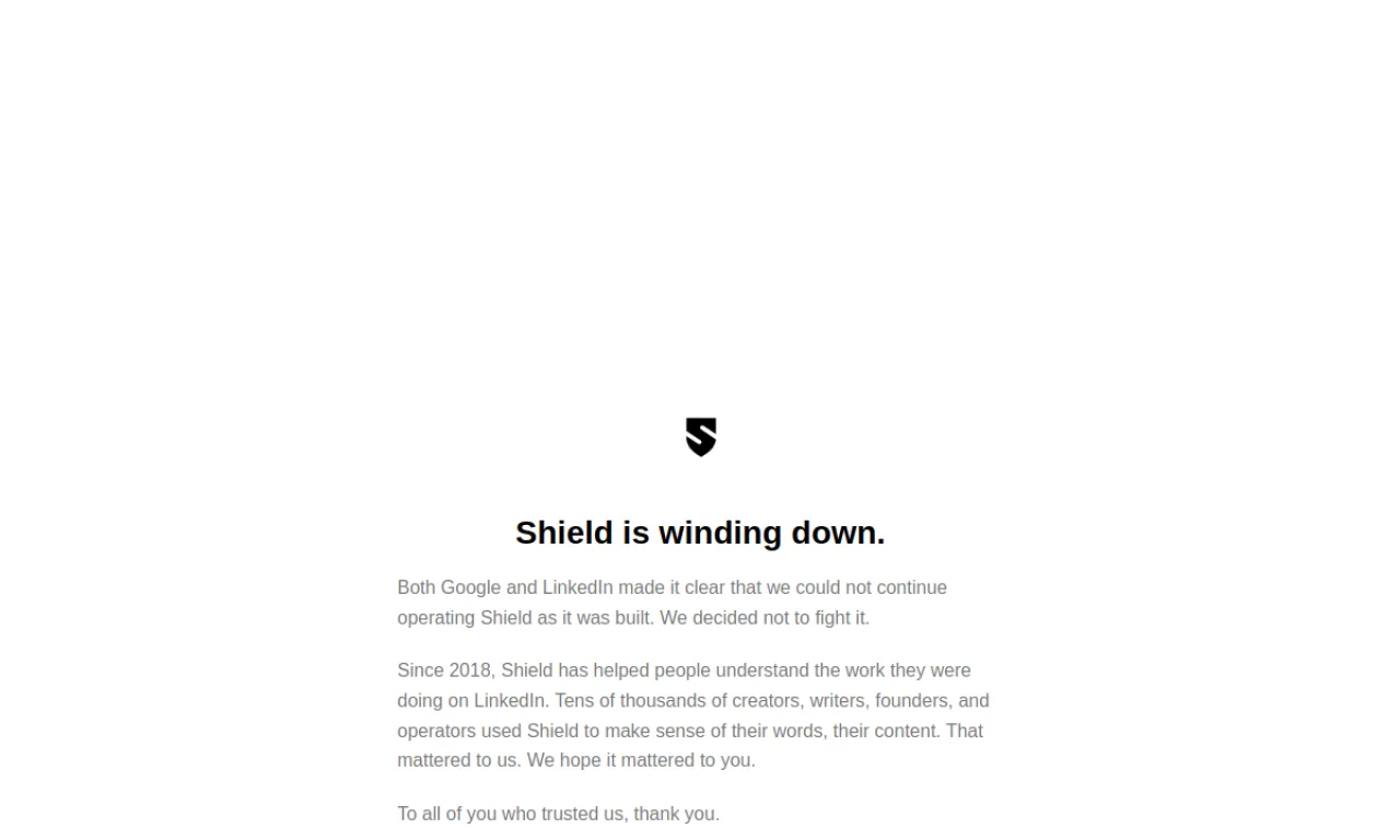 Screenshot of Shield Analytics website