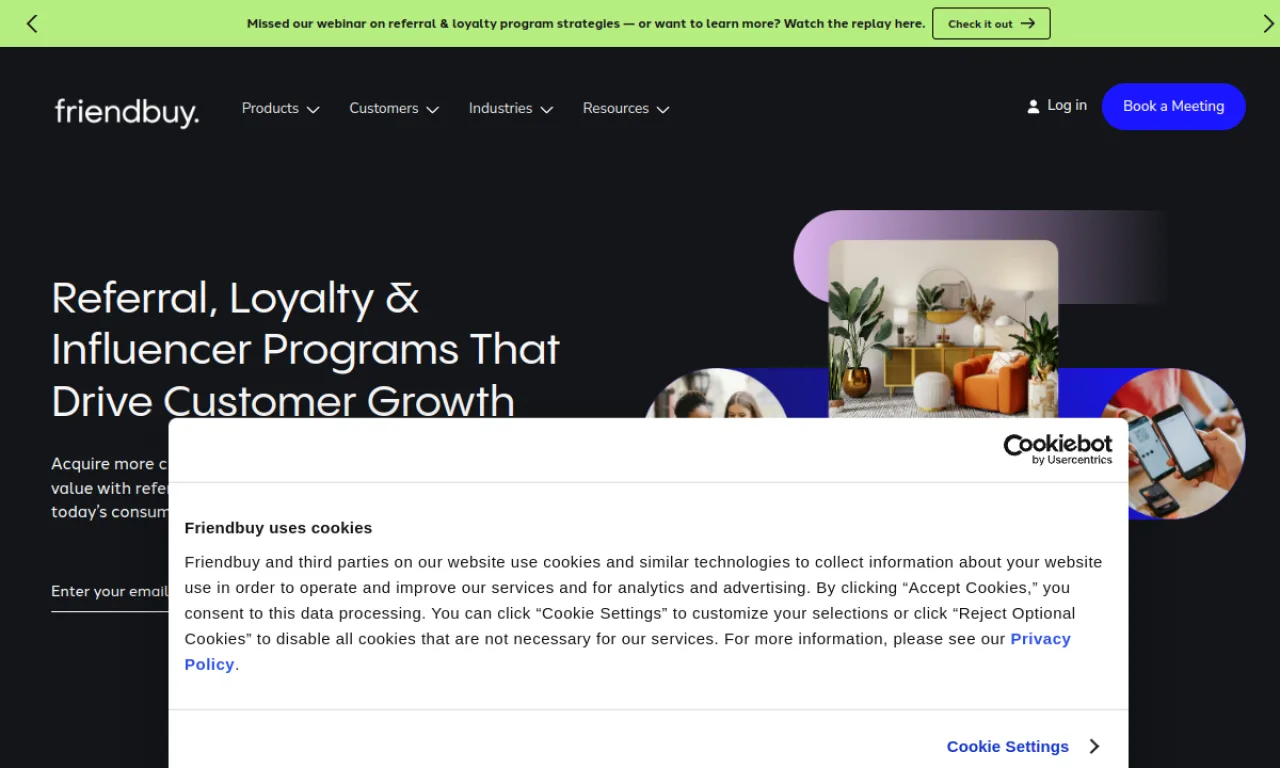 Screenshot of Friendbuy website