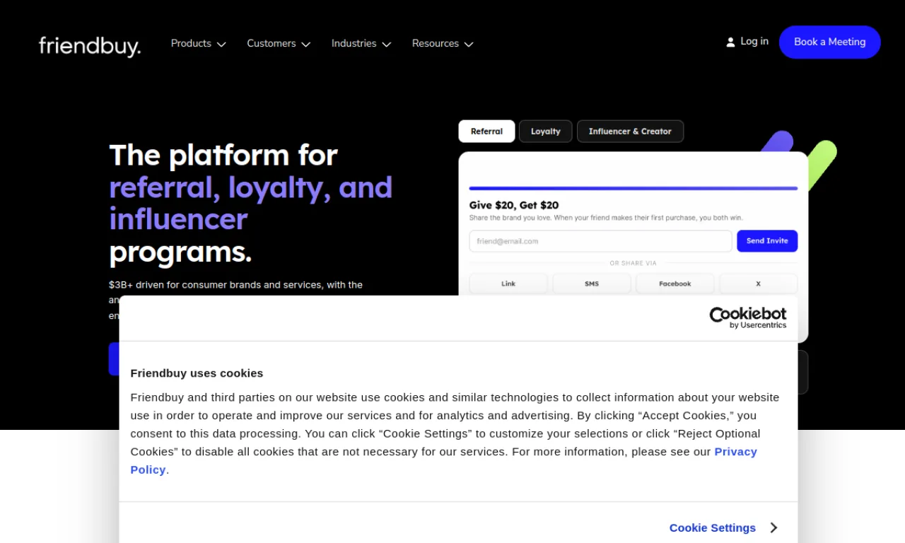 Screenshot of Friendbuy website