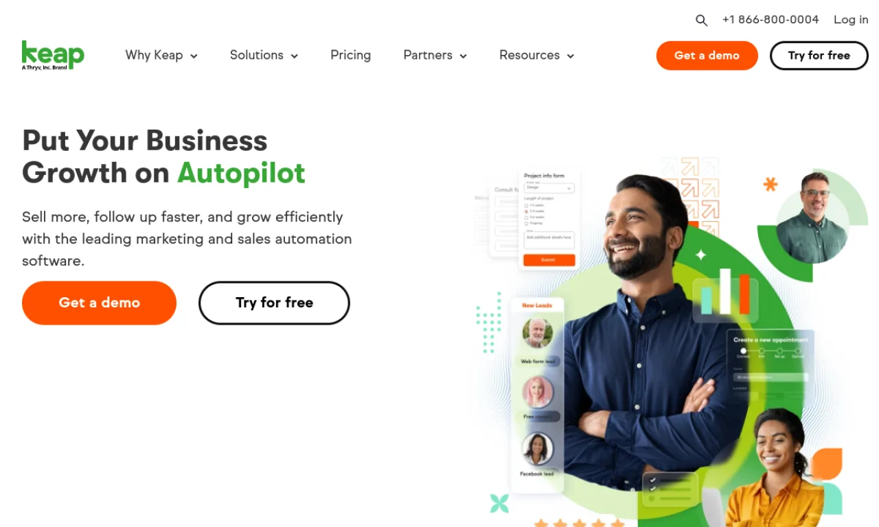 Screenshot of Keap website