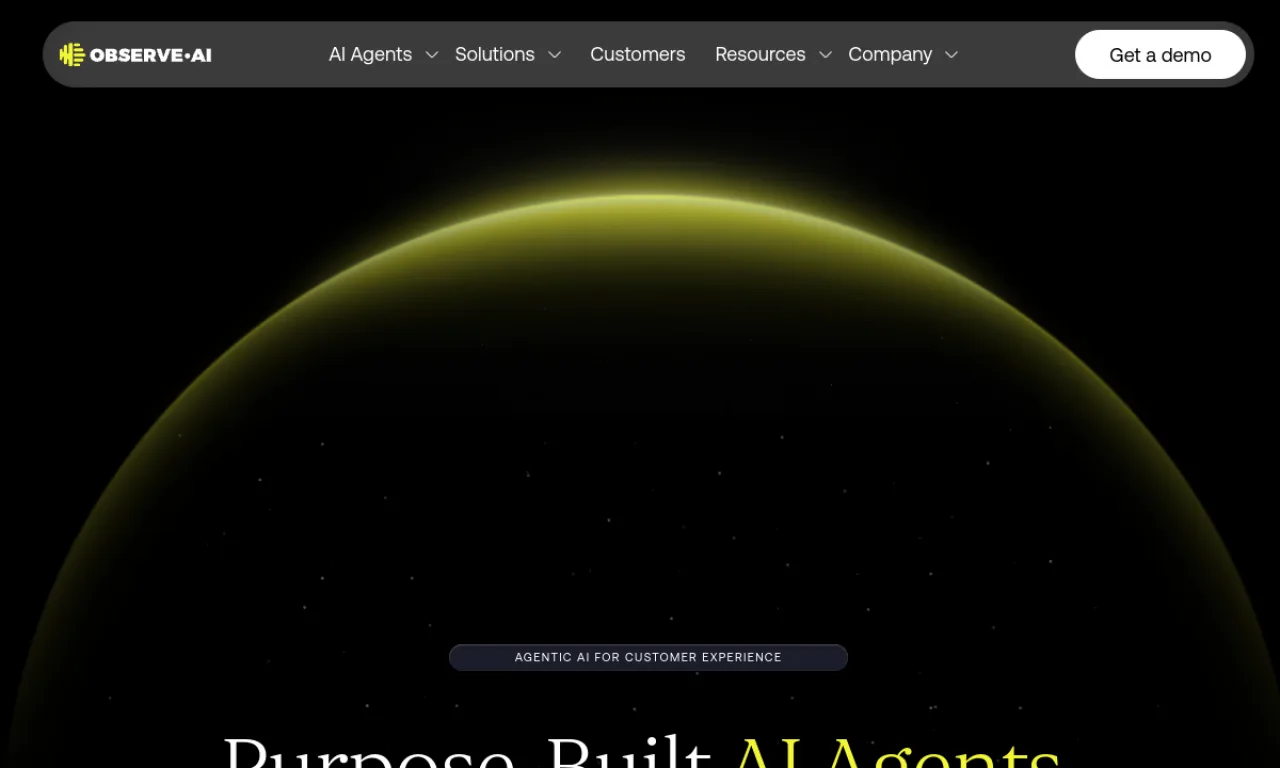 Screenshot of Observe.AI website