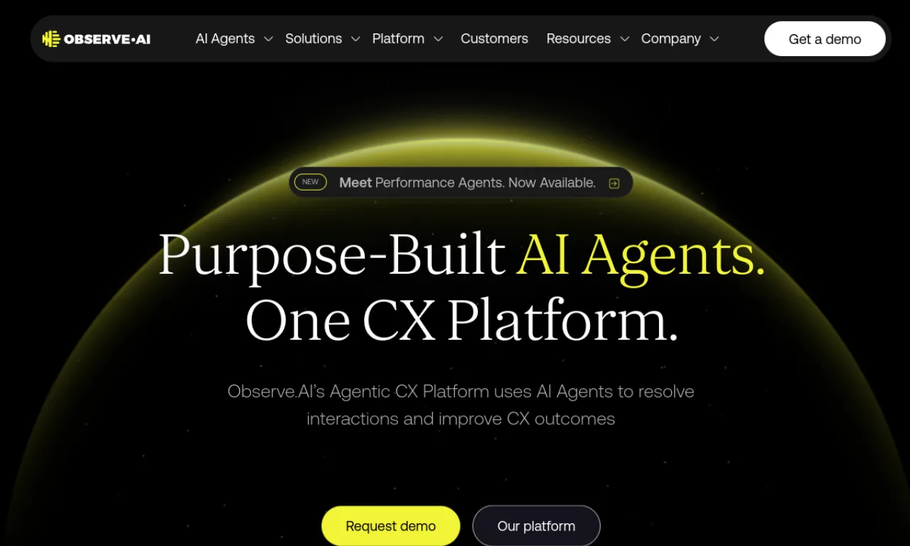 Screenshot of Observe.AI website