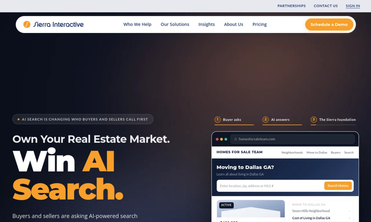 Screenshot of Sierra Interactive website