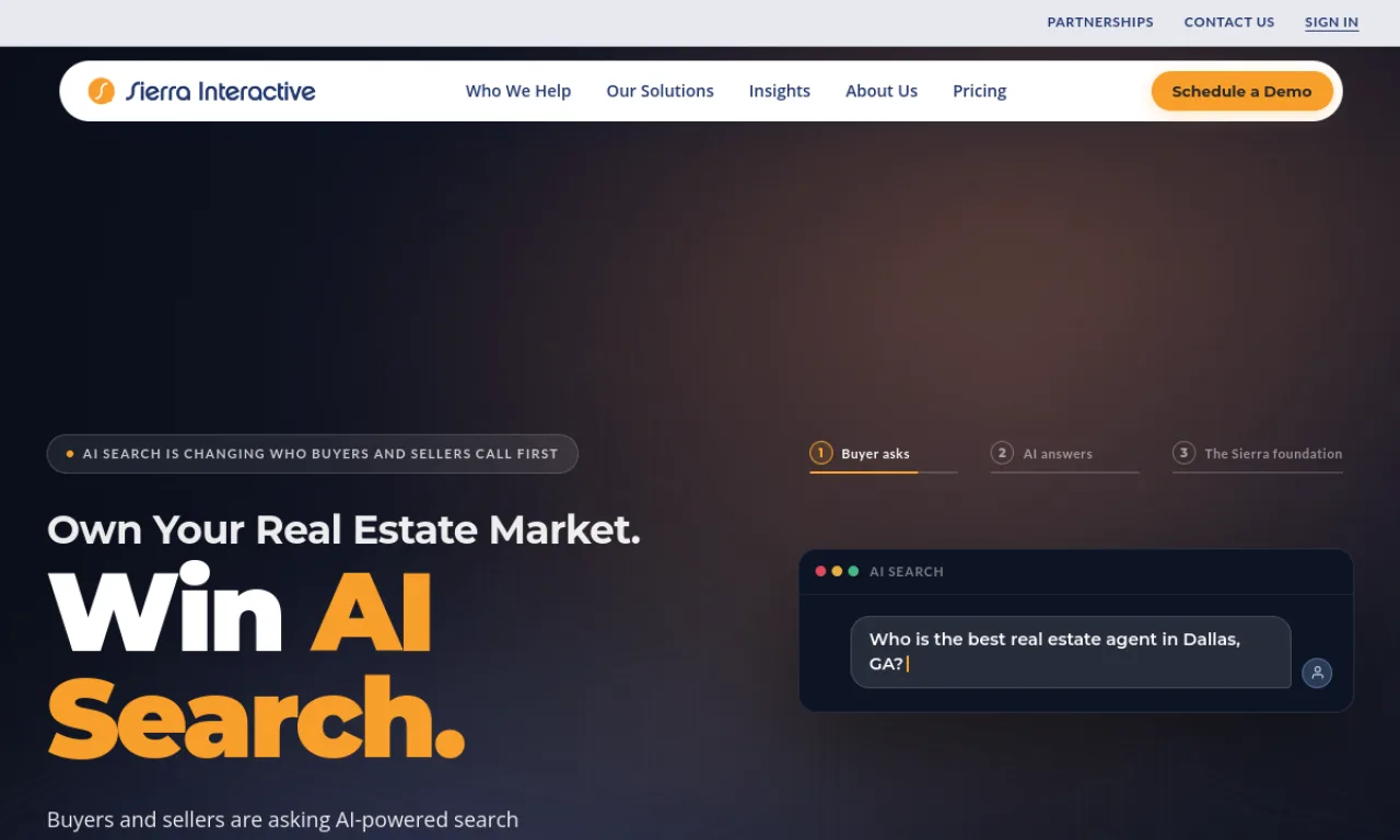 Screenshot of Sierra Interactive website