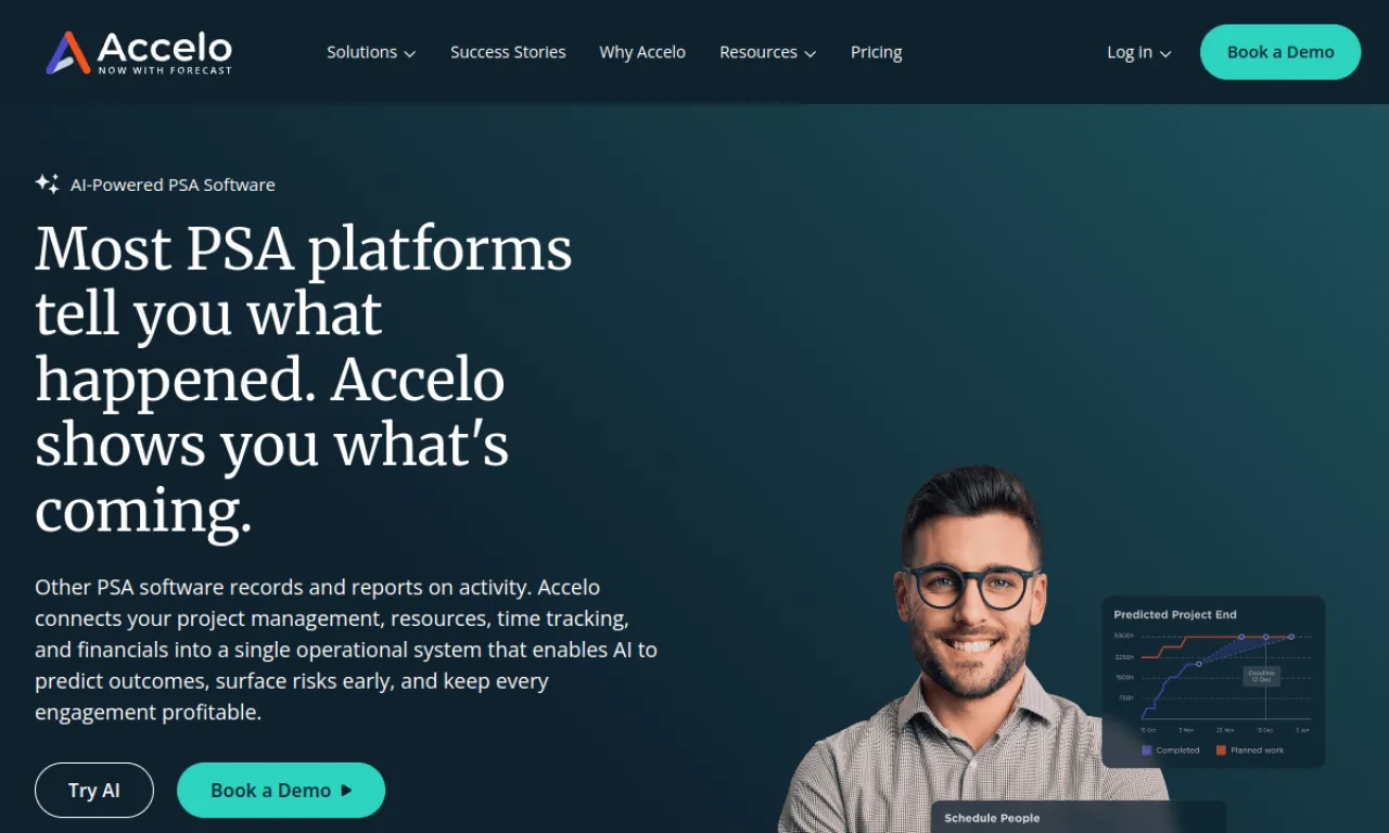 Screenshot of Accelo website