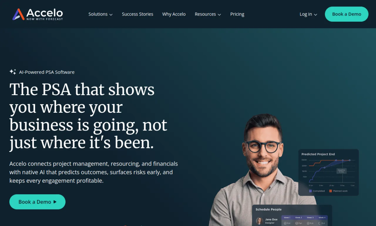 Screenshot of Accelo website