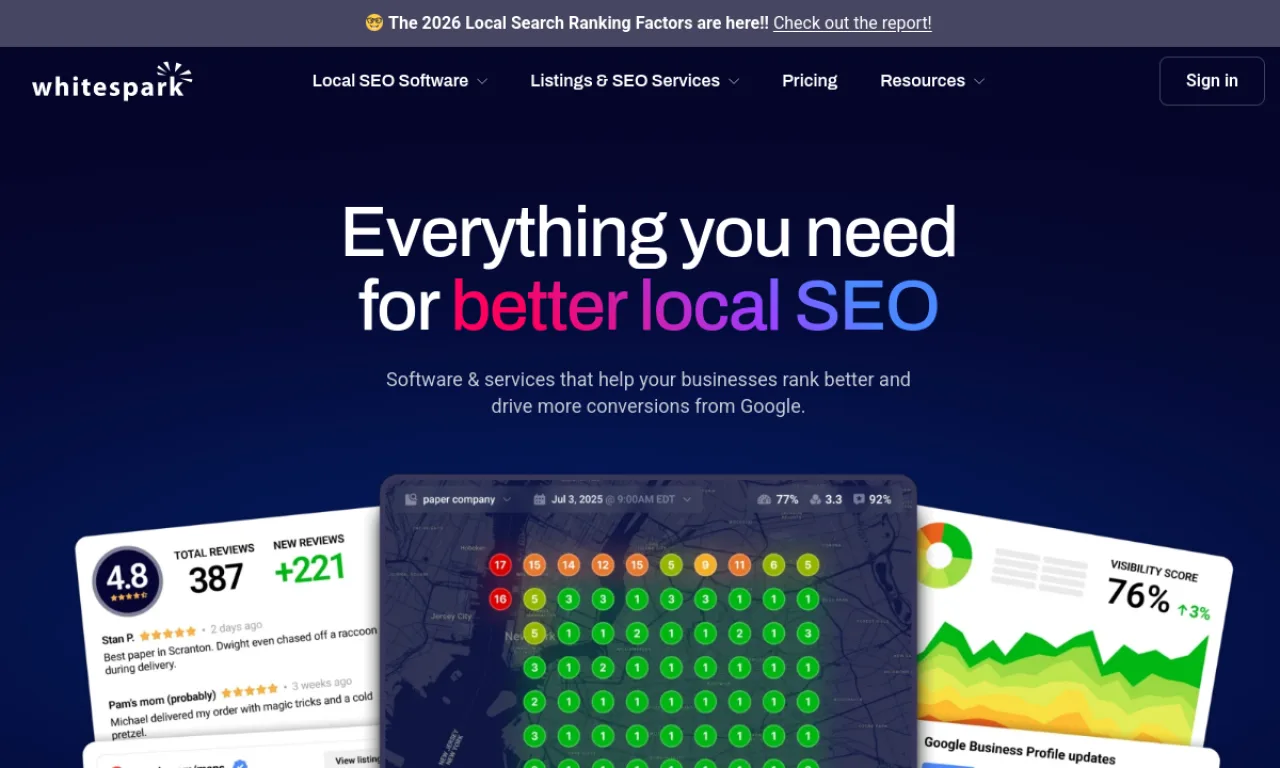 Screenshot of Whitespark website