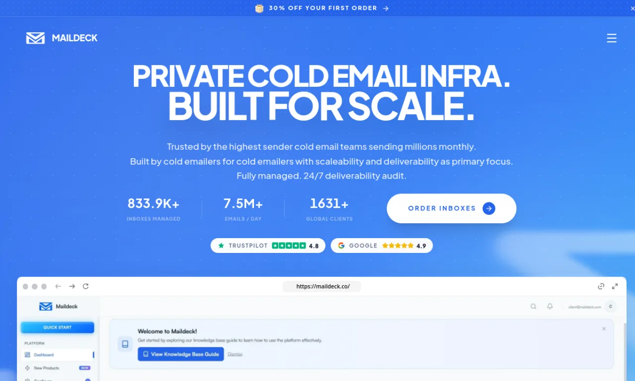 Screenshot of Maildeck website