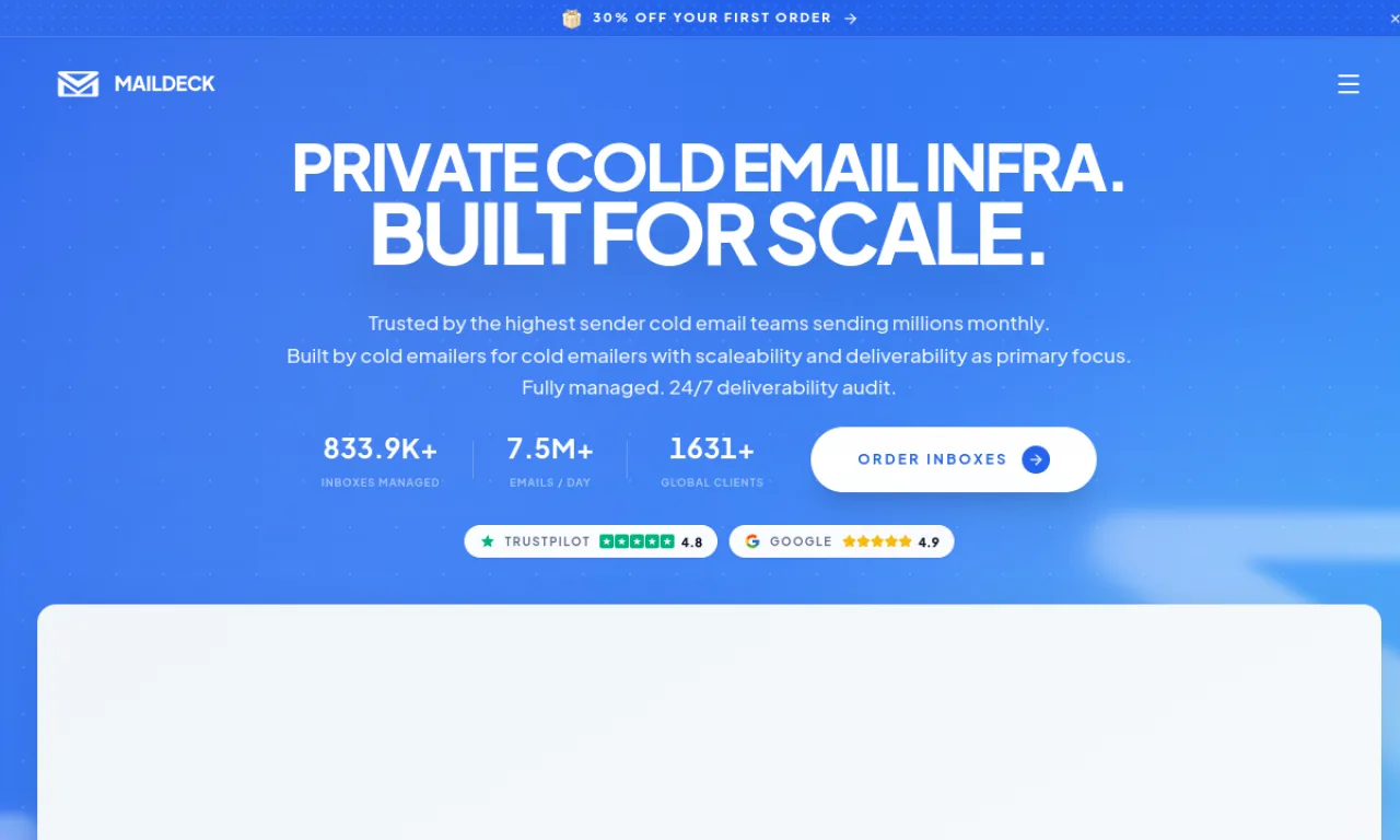 Screenshot of Maildeck website