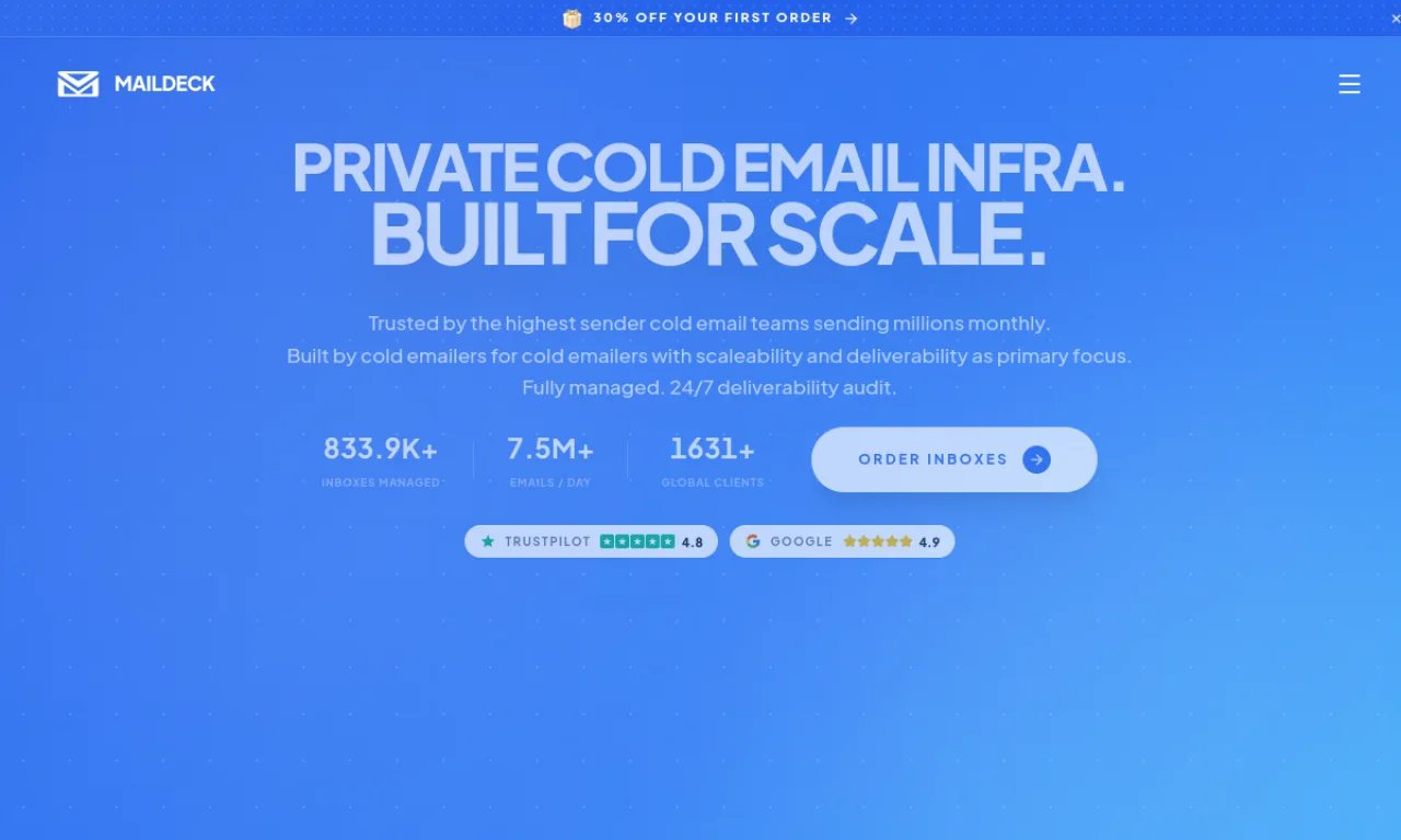 Screenshot of Maildeck website