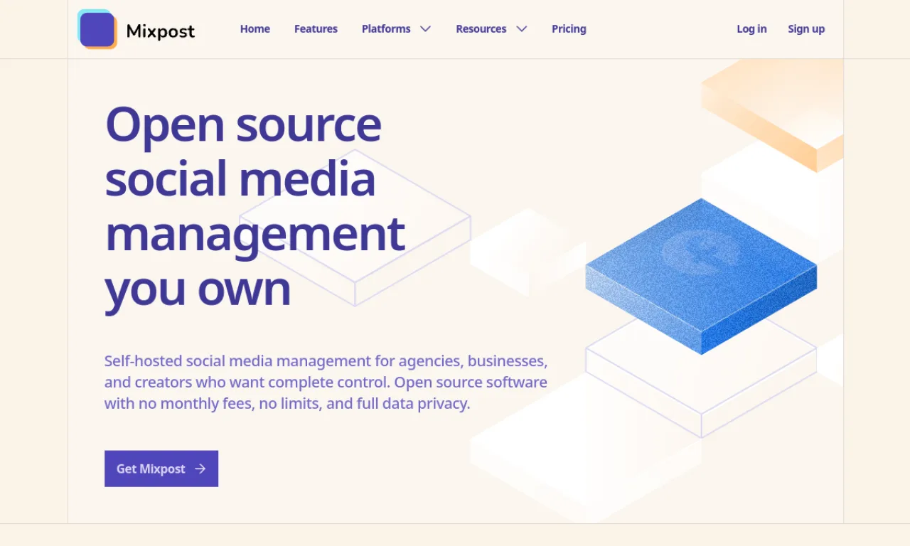 Screenshot of Mixpost website