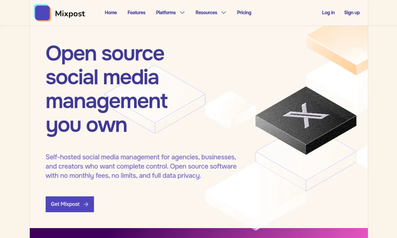Screenshot of Mixpost website